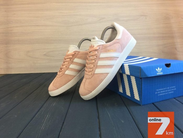 Кроссовки Adidas Gazelle Pink-white, натур. замша, ГАРАНТИЯ! 36-41р