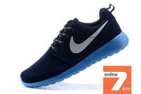 Найки рош ран nike roshe run темно-син+голубая подошва замшевые муж
