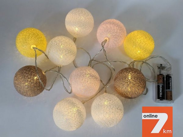 Тайские гирлянды диаметр 6см 10 led 1.8м, Cotton Balls гирлянда оптом