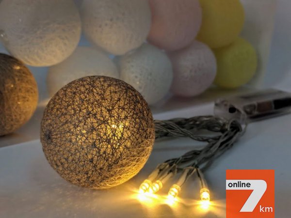 Тайские гирлянды диаметр 6см 10 led 1.8м, Cotton Balls гирлянда оптом