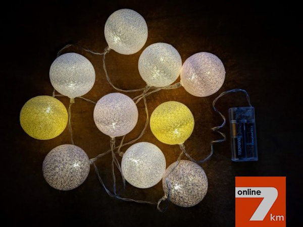 Тайские гирлянды диаметр 6см 10 led 1.8м, Cotton Balls гирлянда оптом