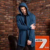 Мужская мантия с капюшоном синего цвета