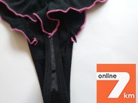 Трусики passion черные стринги с пелериной трусы с кружевом атласные M-L