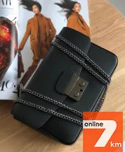 furla сумка маленькая кожаная черная Италия натуральная кожа , кожаная сумка кроссбоди 24см TS000026